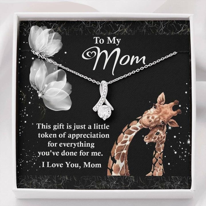 Mom Necklace, MOTHERS DAY Necklace Gift Mom Jewelry CZ Necklace To My Mom Msg Card