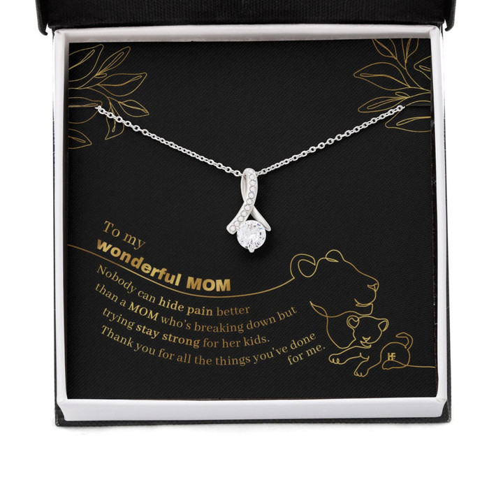 Mom Necklace, Gift For My Wonderful Mom On Mother's Day With Lioness And Small Cub Lined Alluring Beauty Necklaces