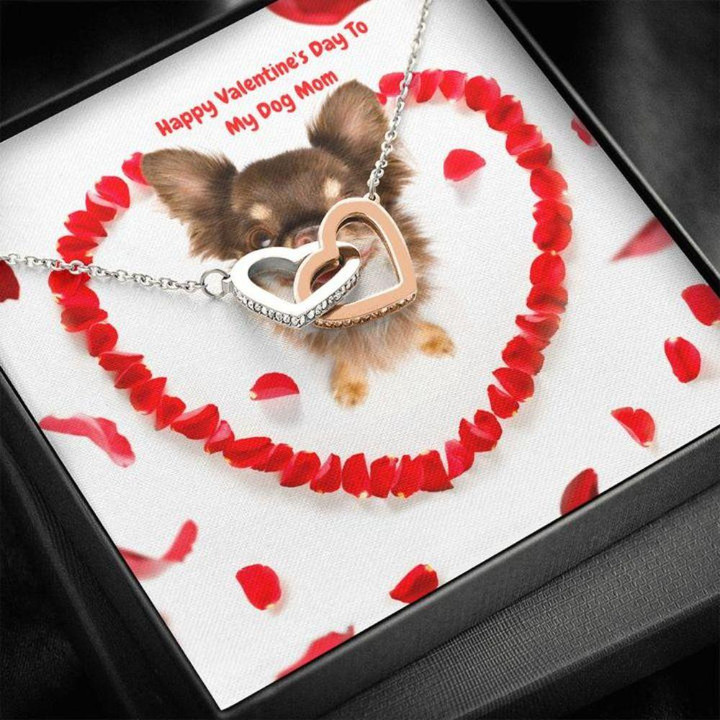 Dog Mom Necklace, Gift Necklace Message Card ' To My Heart Chihuahua Dog Mom Happy Valentine's Day Necklace gift for mom, mother day gift