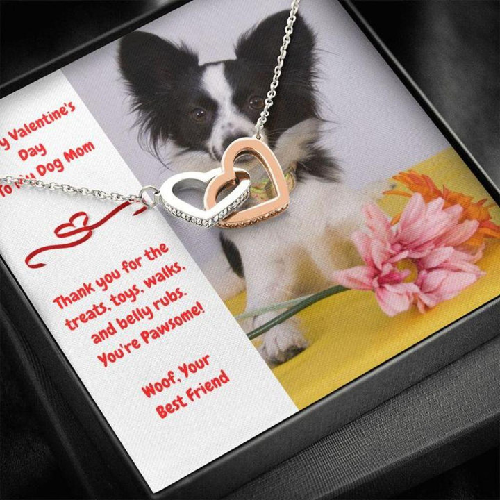 Dog Mom Necklace, Gift Necklace Message Card ' To My Papillion Dog Mom Happy Valentine's Day Necklace gift for mom, mother day gift