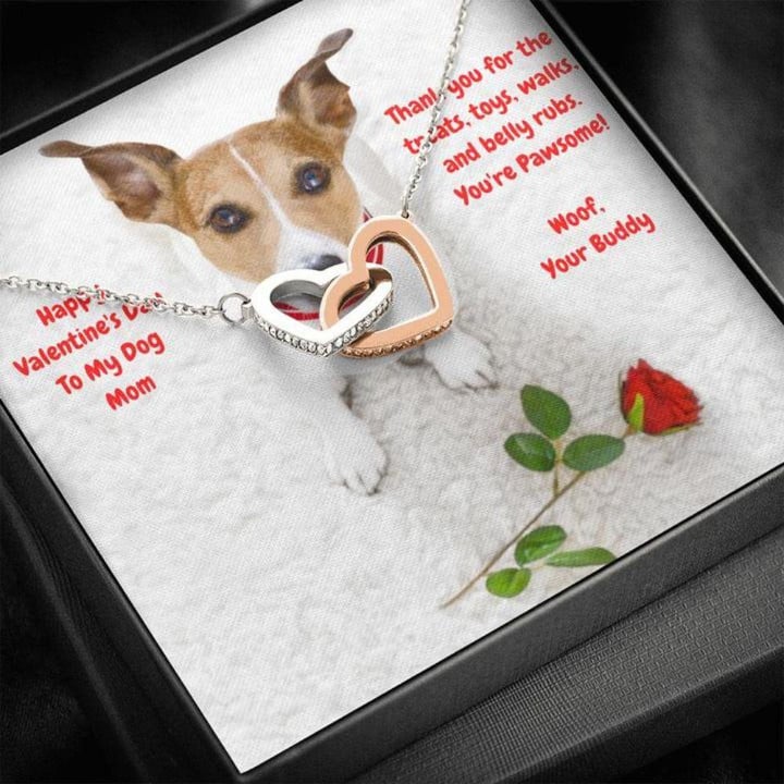 Dog Mom Necklace, Gift Necklace Message Card ' To My Jack Russell Terrier Dog Mom Happy Valentine's Day Necklace gift for mom, mother day gift