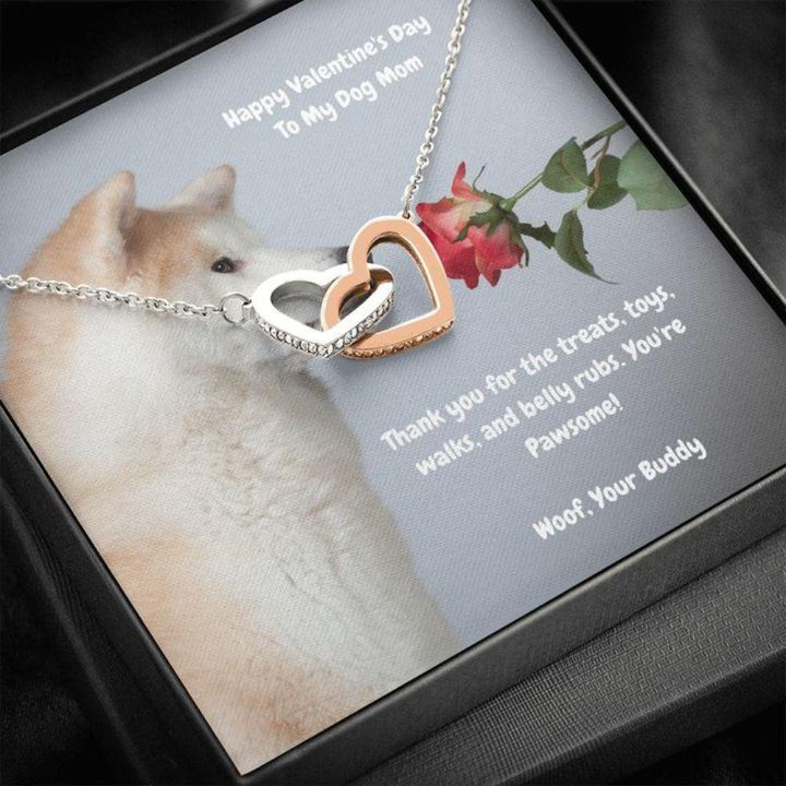 Dog Mom Necklace, Gift Necklace Message Card ' To My Shiba Inu Dog Mom Happy Valentine's Day Necklace gift for mom, mother day gift