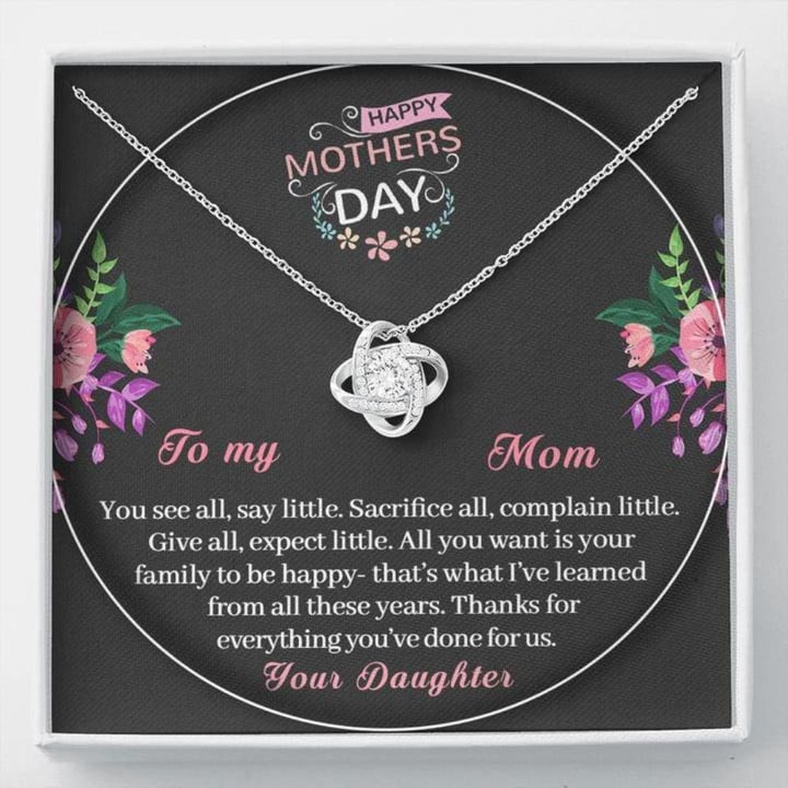 Mom Necklace ' Gift To Mom From Son ' To My Mother Thank You ' Gift Necklace Message Card Mother's Day necklace gift for mom, mother, mama