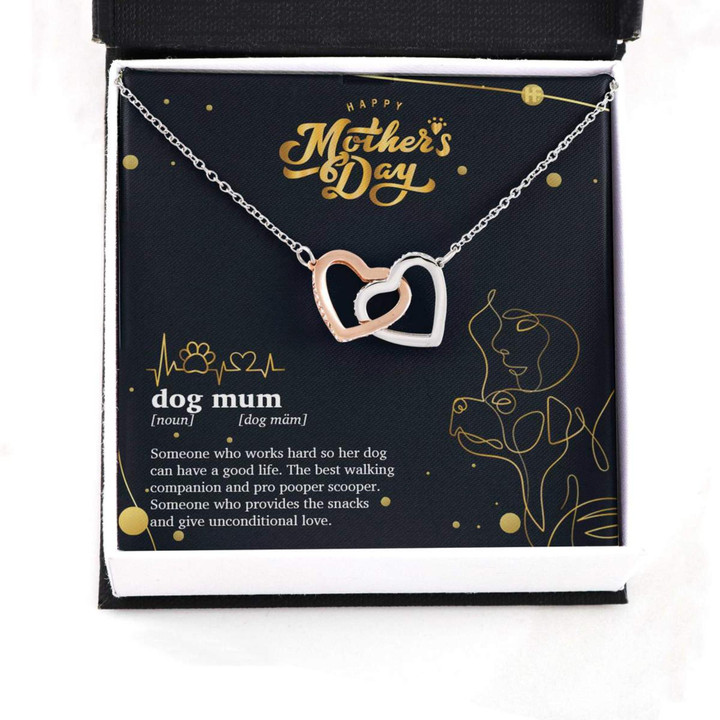 Mom Necklace, Dog Mom Definition Gift On Mother's Day Interlocking Hearts Necklaces Mother day necklace gift for mom