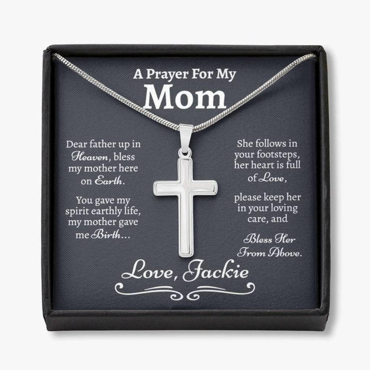 Mom Necklace, Religious Gift For Mom, Catholic Gift For Mom, Cross Necklace For Mom, Prayer For Mothers Strength, Prayers For My Mom Mother day necklace gift for mom