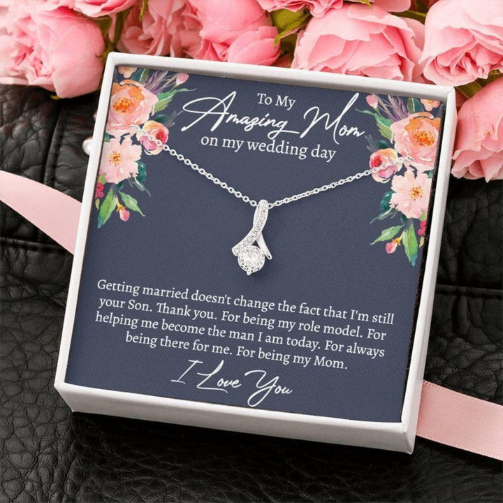 Mom Necklace, Gift To Mom On My Wedding Day, Son To Mother On Wedding Day, Wedding Gift To My Mom From Son Mother day necklace gift for mom