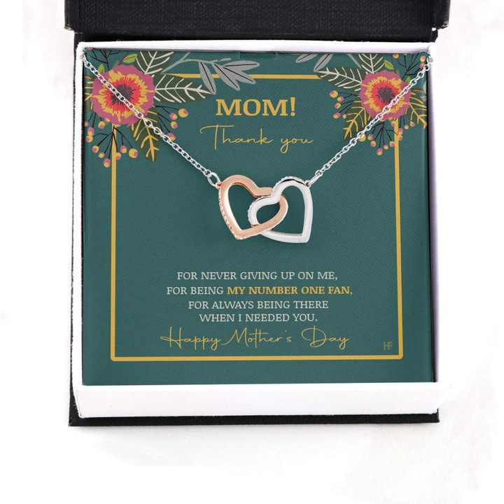 Mom Necklace, Gift For Your Mom On Mother's Day With Floral Patterns Interlocking Hearts Necklaces Mother day necklace gift for mom