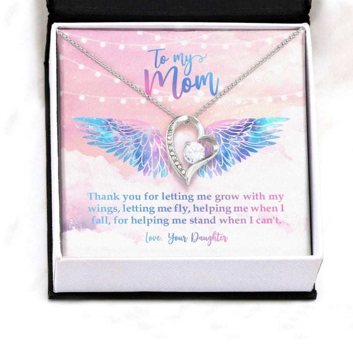 Mom Necklace, Thank You For Letting Me Grow With My Wings Necklace Mother day necklace gift for mom
