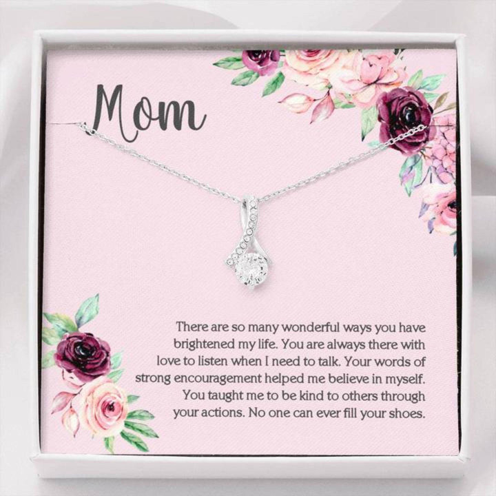 Mom Necklace, Cubic Zirconia Pendant Necklace For Mom On Floral Mother day necklace gift for mom