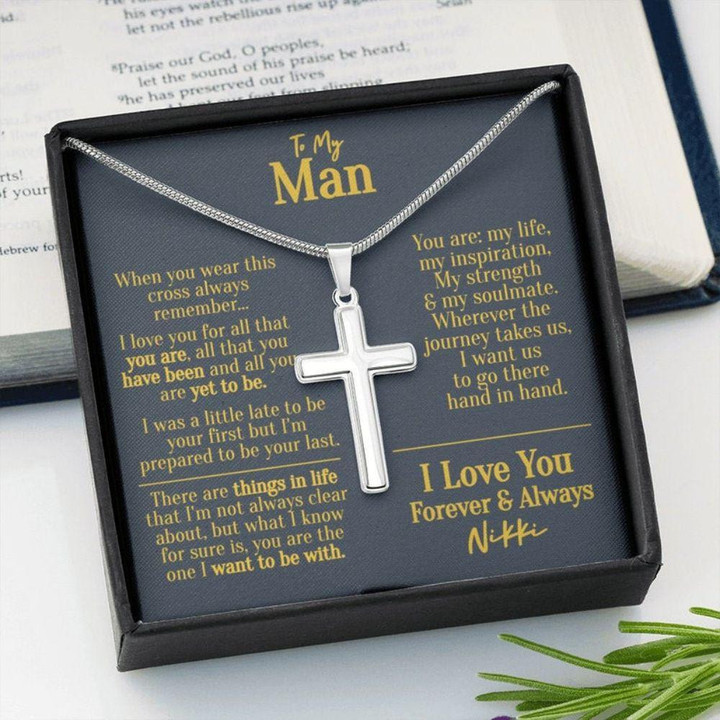 Boyfriend Cross Necklace, Fiance Cross Necklace, Fiance Gift For Him, Birthday Necklace Gift For Him, Gift For Fiance Male, Husband To Be