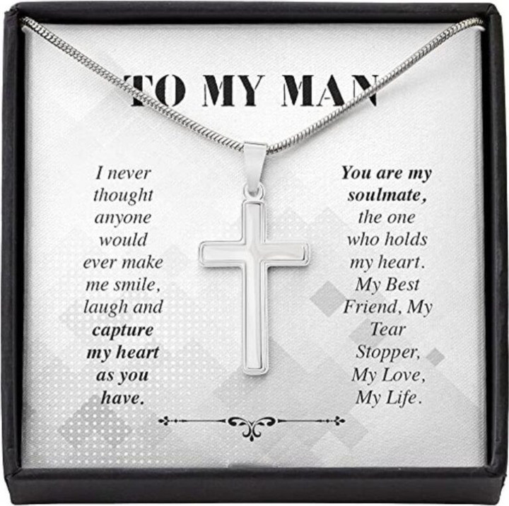 Boyfriend Necklace Gift Ideas, christmas gift for him Husband Necklace, Boyfriend Necklace, To My Man Necklace Husband Boyfriend Soulmate Capture Cross Necklaces For Men Boys Kids