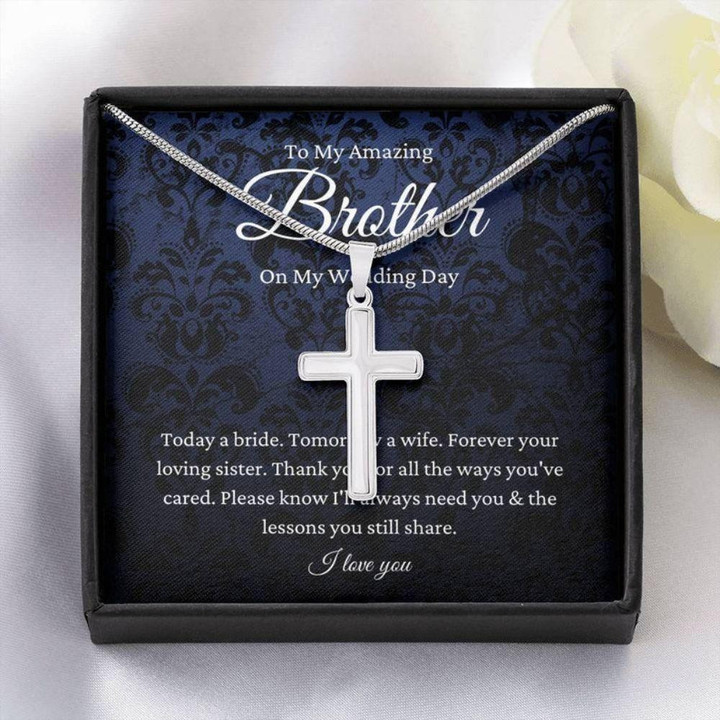 Brother Necklace, Brother Of The Bride Gift From Sister, To Brother Wedding Day Neckalace Gift From Bride Brother Christmas Gift