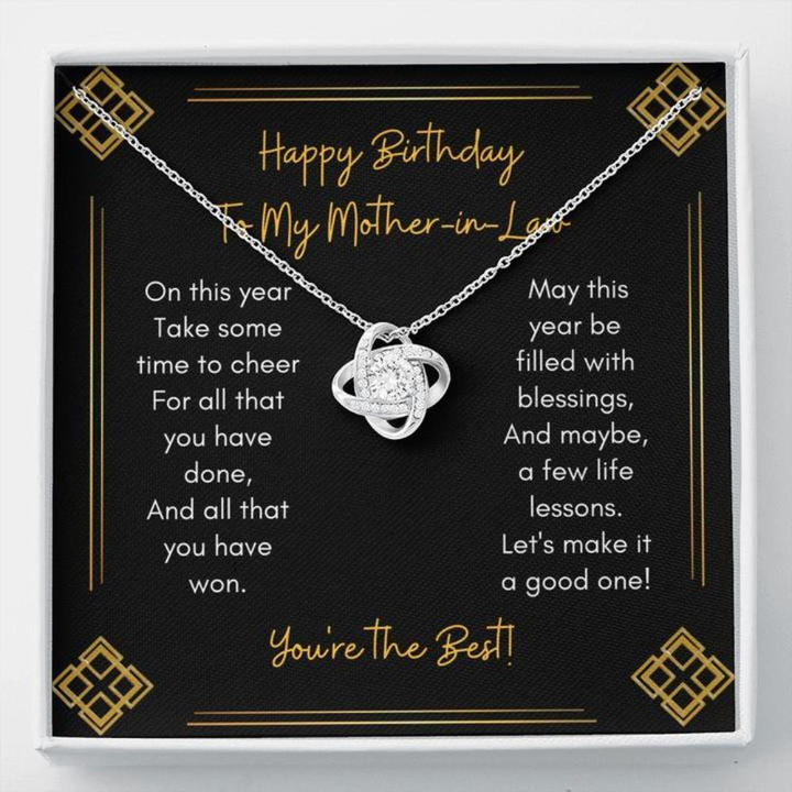 Mother-in-law Necklace, Gift To My Mother-in-Law ' Gift Necklace Message Card ' To My Mother-in-Law Happy Birthday Cheer Mother Day Gift for Boyfriend's Mom, Mother In Law