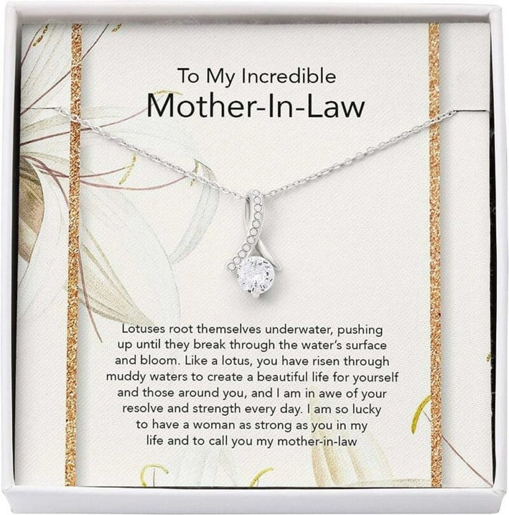 Mom Necklace, Mother in law Necklace, Presents For Mom Gifts, Lotus Incredible Mother Day Gift for Boyfriend's Mom, Mother In Law