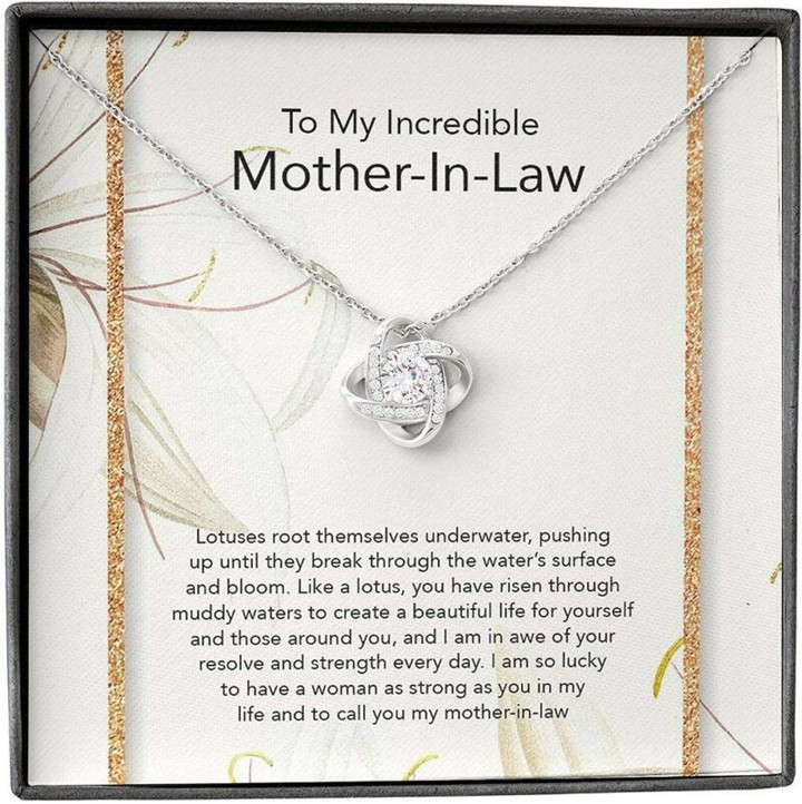 Mom Necklace, Mother in law Necklace, Mother In Law Son Necklace, Presents For Mom Gifts, Lotus Incredible Mother Day Gift for Boyfriend's Mom, Mother In Law
