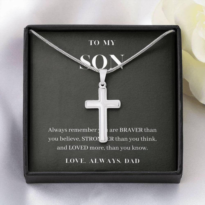 Son Necklace, Always Remember You Are Loved, Birthday Gift For Son, To My Son Cross Necklace, Present From Dad