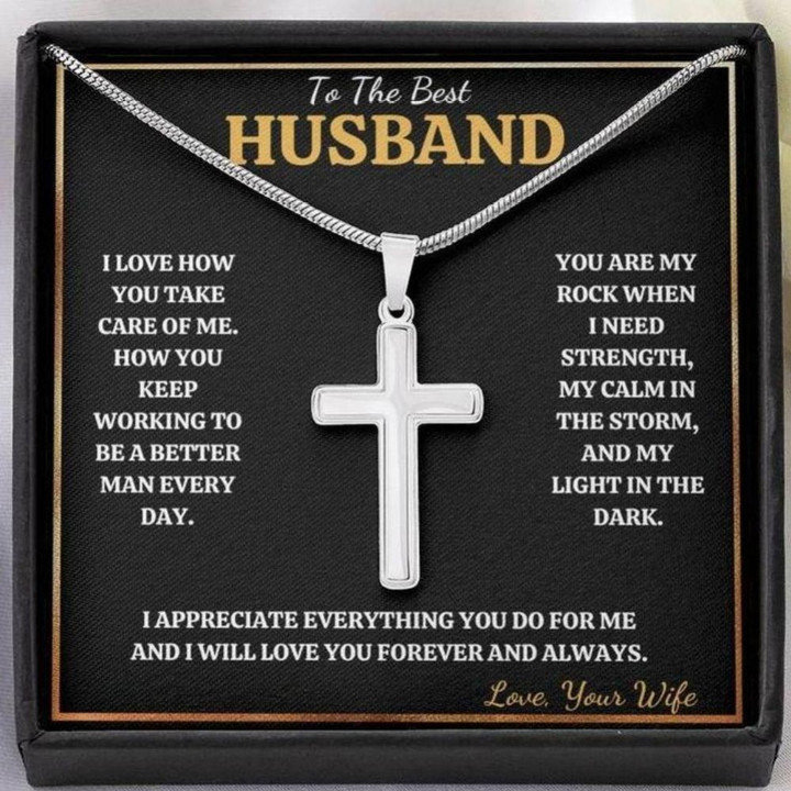 Husband Necklace gift, To The Best Husband Cross Necklace Gift