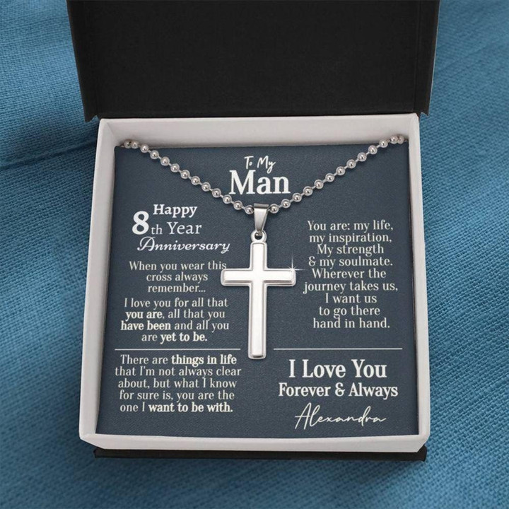 Husband Necklace gift, Personalized 8 Year Anniversary Necklace For Him 8th Year Anniversary Necklace For Him, Eighth Year Anniversary Necklace