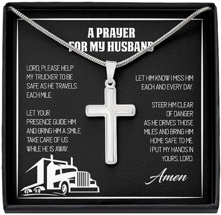 Husband Necklace gift, A Prayer For My Husband Trucker Husband Gift Necklace