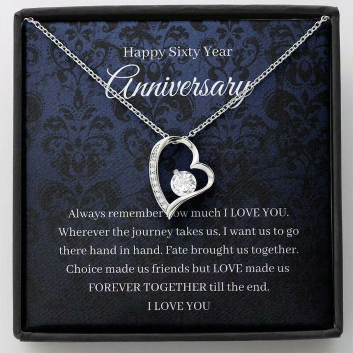 Wife Necklace gift, 60th Wedding Anniversary Necklace Gift For Wife Diamond Anniversary Sixtieth 60 Year