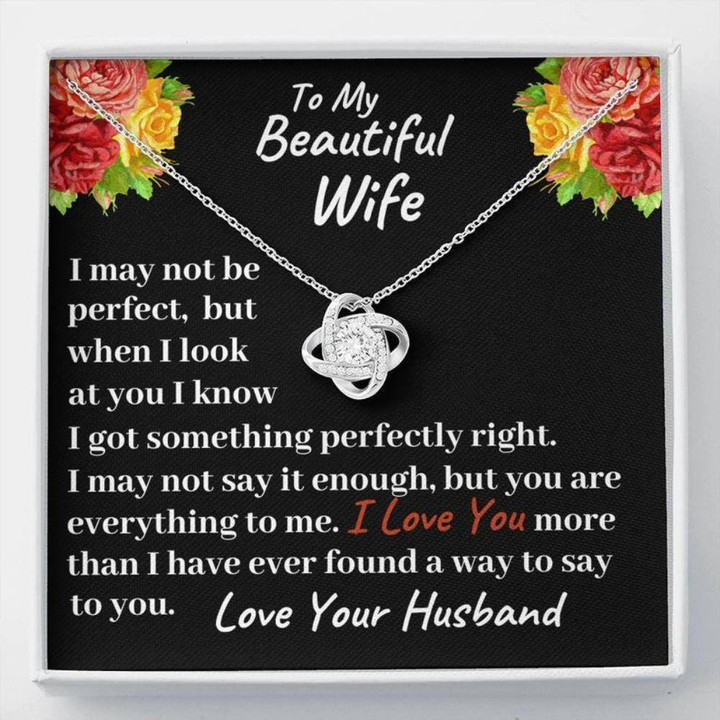 Wife Necklace gift, To My Beautiful Wife I Love You Love Knot Necklace , Anniversary Birthday Gift For Wife