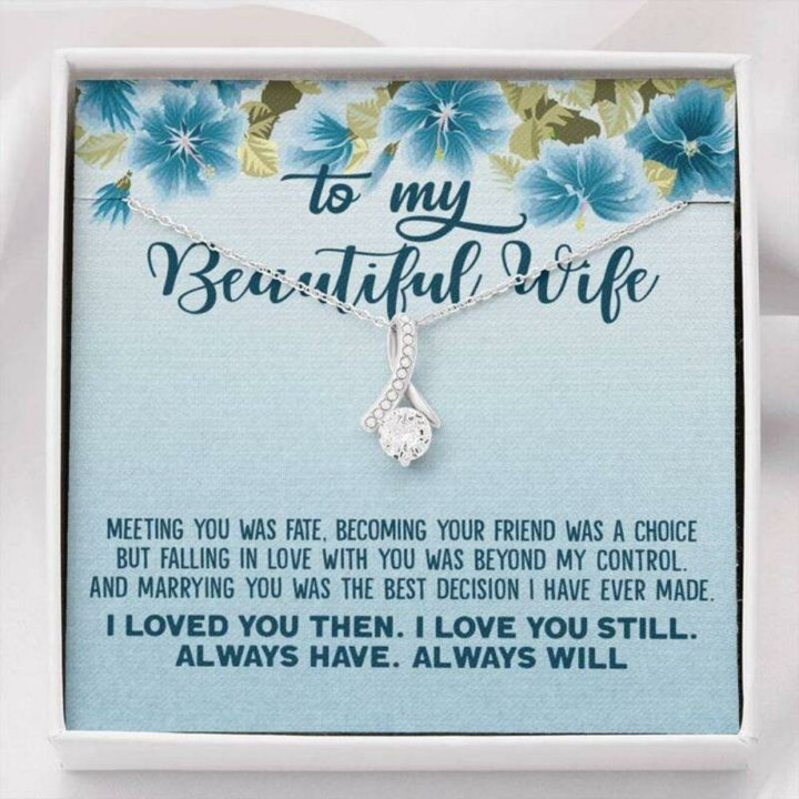 Wife Necklace gift, To My Beautiful Wife Necklace gift From Husband  Meeting You Was Fate