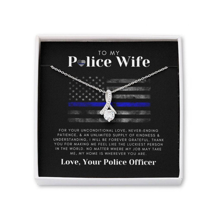 Wife Necklace gift, Cubic Zirconia Necklace Law Enforcement Wife Present, Christmas Necklace For