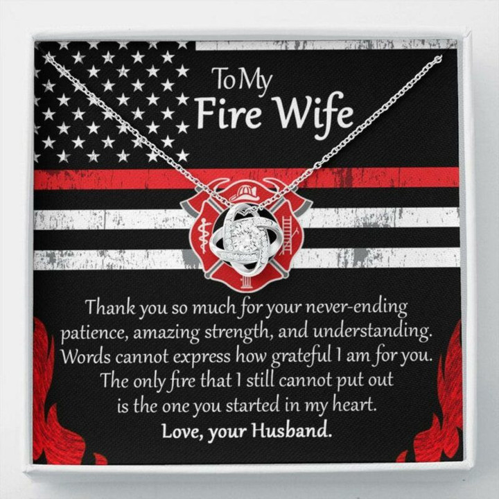 Wife Necklace gift, To My Fire Wife Necklace gift From Fireman Husband, Firefighters Wife Gift, Thin Red Line