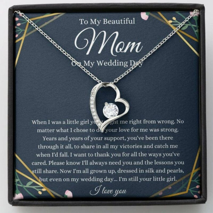 Mom Necklace Gift, To Mother Of The Bride Gift Necklace From Daughter, Gift For Mom From Bride Wedding