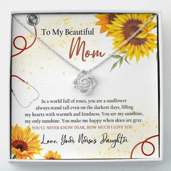 Mom Necklace Gift, Mom Nurse Necklace  To My Beautiful Mom Gift  Your Nurses Daughter