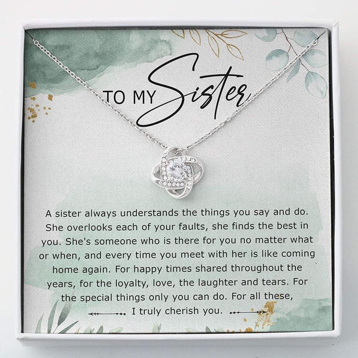 Sister Necklace Gift  Gift For Sister  Love Knots  Necklace With Gift Box For Birthday Christmas
