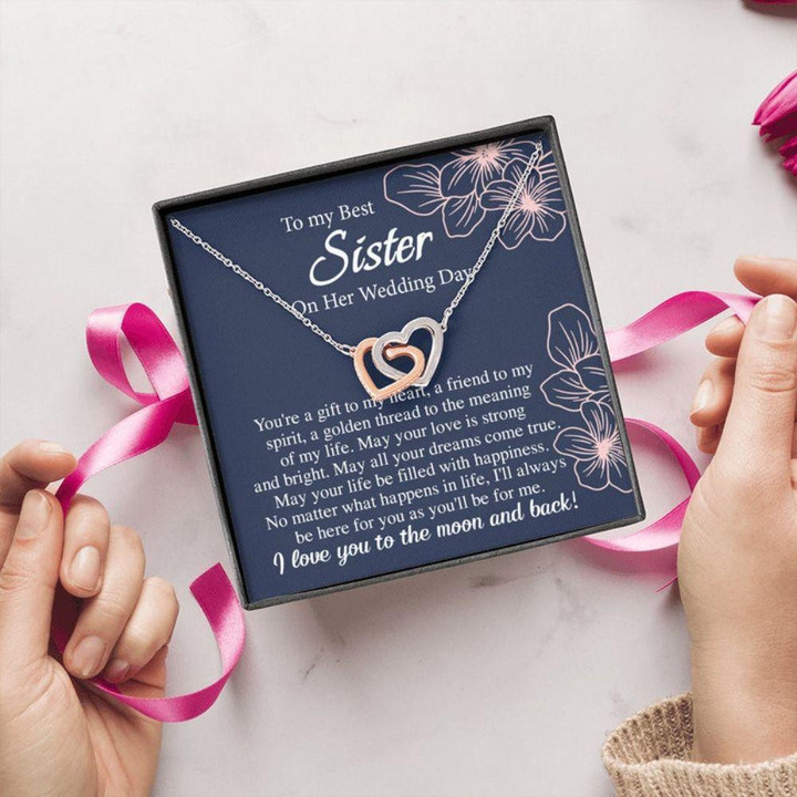 Sister Necklace Gift, Sister Gift On Wedding Day, To Bride Necklace From Sister Brother, To My Sister On Her Wedding Necklace