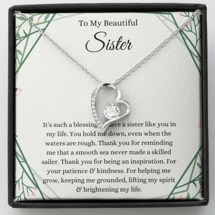 Sister Necklace Gift, To My Beautiful Sister Necklace Gift Gift, Christmas Birthday Gift To Little Sister Big Sister