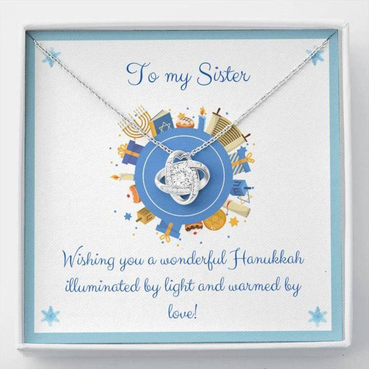Sister Necklace Gift  Gift To Sister  Gift Necklace With Message Card Happy Hanukkah To My Sister Stronger Together