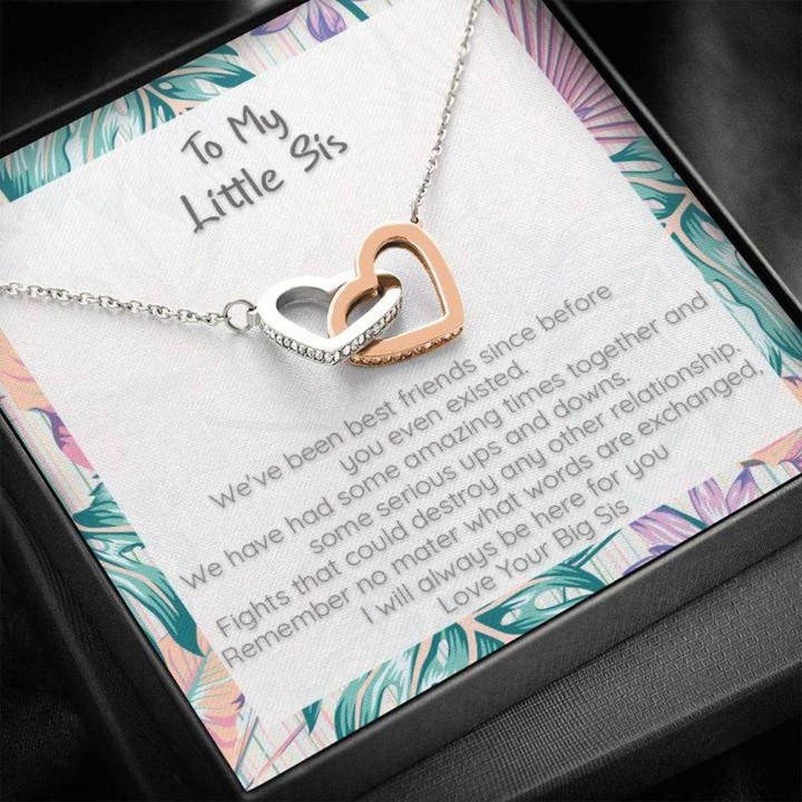 Sister Necklace Gift, Little Sister Gift, My Best Friend, CZ Connected Hearts Forever Necklace