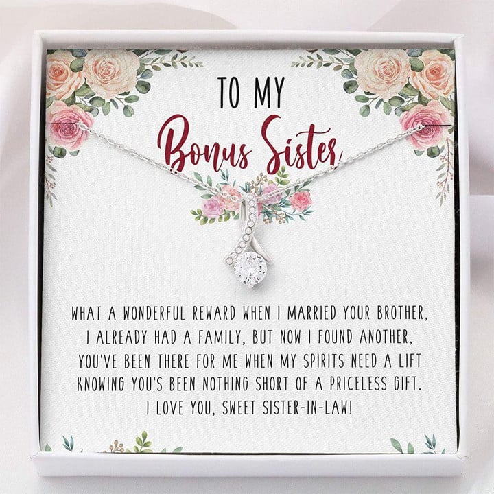 Sister Necklace Gift, Bonus Sister Necklace Gift  Sister-in-Law Gift  Necklace With Gift Box