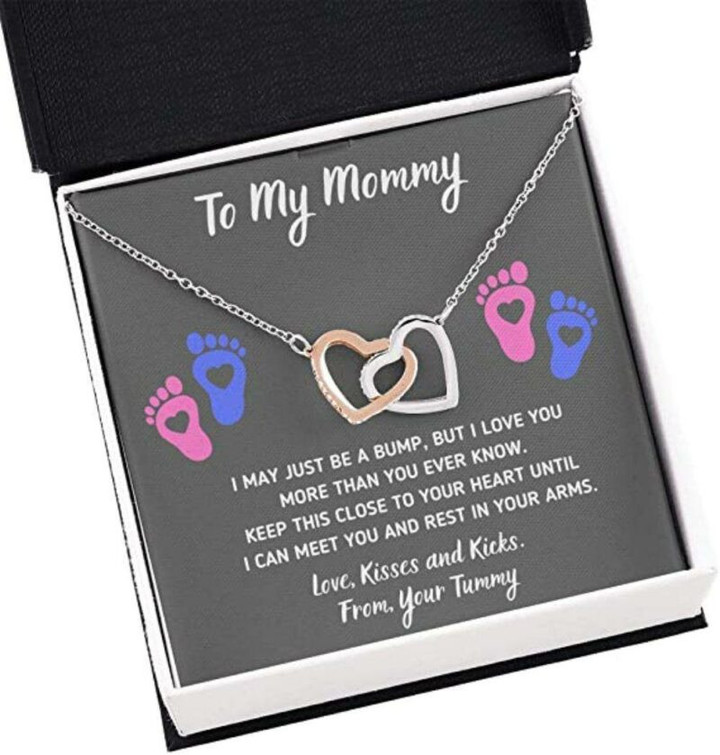 Mom Pregnancy Gift, To My Mommy�Heart-Feet� Necklace. Baby Shower Present. Gift For Pregnant Mom