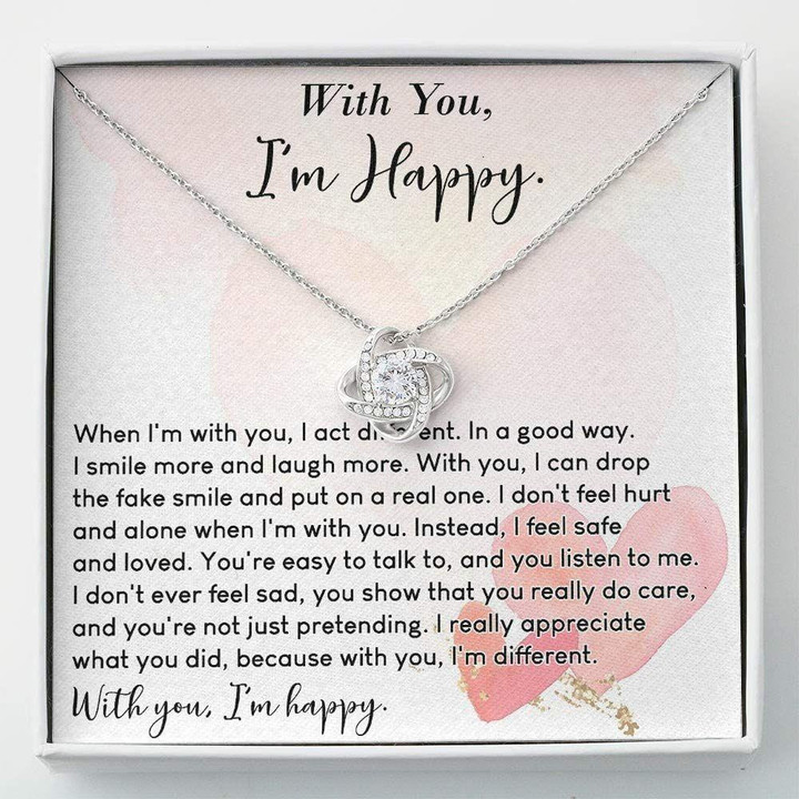 Girlfriend Necklace Gift, Wife Necklace, Necklace Gift For Her � With You I�m Happy Message
