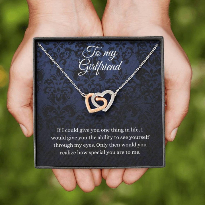 Girlfriend Necklace Gift, Hearts Necklace To My Girlfriend Christmas, Girlfriend Anniversary Valentines Day Necklace Gift From Boyfriend