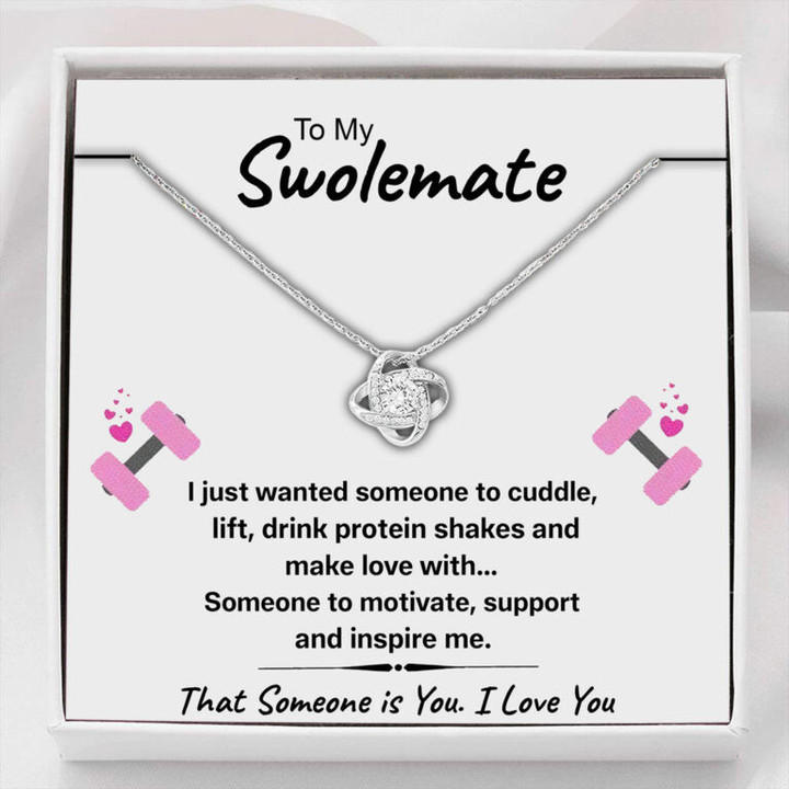 Girlfriend Necklace Gift, Wife Necklace, To My Swolemate Someone To Love Knot Necklace Gift