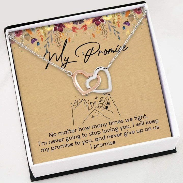Girlfriend Necklace Gift, Necklace Gifts For Her � My Promise Necklace � Interlocking Hearts Necklace With Gift Box