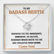 Friend Necklace, To My Badass Bestie Crown Love Knot Necklace Best Friend Sister Gift