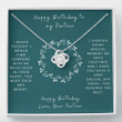 Friend Necklace, Birthday Necklace To My Partner  Gift Necklace Message Card  Birthday To My Partner