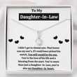 Daughter-in-law Necklace, To My Daughter-In-Law Blessing From The Start Necklace Gift Gift for Daughter-in-law