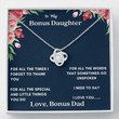 Daughter Necklace, Bonus Daughter Gift Necklace, Gift From Bonus Dad, Stepdaughter, Adopted Daughter
