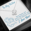 Sister Necklace Gift, To My Sister Necklace Gift Worth Melting Hug Sky Blue Love Knot Necklace Gift