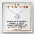 Sister Necklace Gift, To My Badass Sister Crown Heart Necklace Gift For Best Friend Bestie