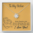 Sister Necklace Gift, To My Sister Necklace Gift Worth Melting Hug Yellow Love Knot Necklace Gift