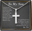 Son Graduation Necklace Gift, To My Son Cross Necklace, Gift For From Dad Father