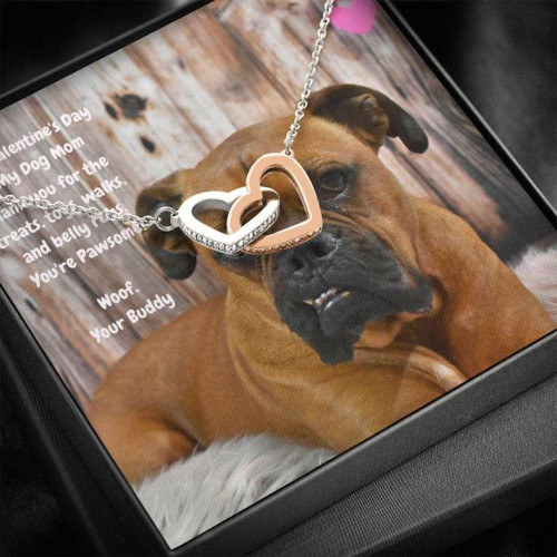 Dog Mom Necklace, Gift Necklace Message Card ' To My Boxer Dog Mom Happy Valentine's Day Necklace gift for mom, mother day gift
